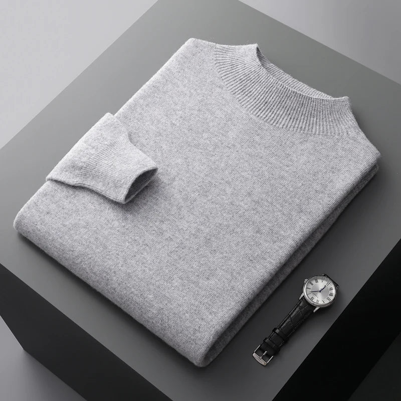 Suéter Masculino de Lã Merino com Gola Alta