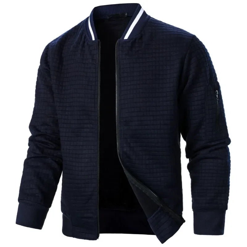 Jaqueta Masculina Casual com Zíper e Gola Stand