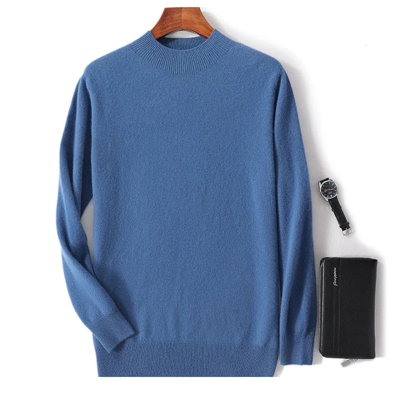 Suéter Masculino de Lã Merino com Gola Alta