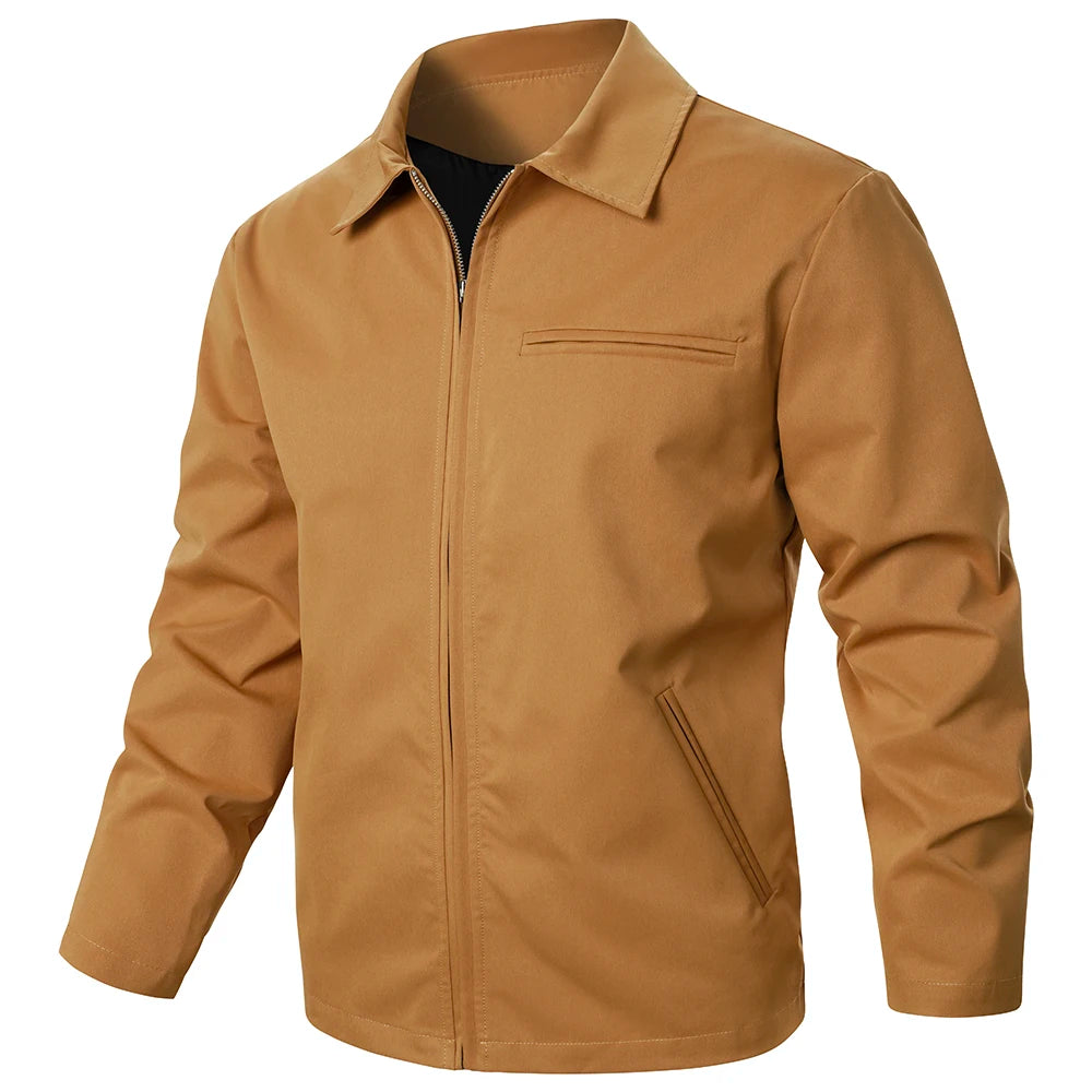 Jaqueta masculina cor sólida com zíper à prova de vento moda casaco masculino esportes ao ar livre rua estilo casual jaqueta superior casaco masculino