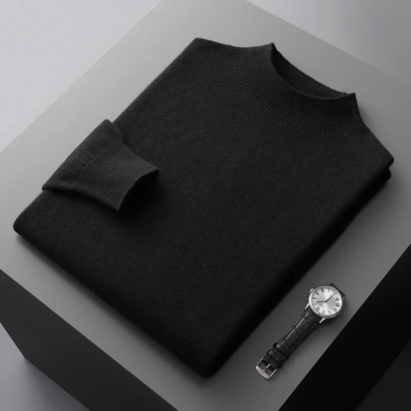 Suéter Masculino de Lã Merino com Gola Alta