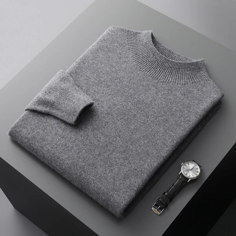 Suéter Masculino de Lã Merino com Gola Alta