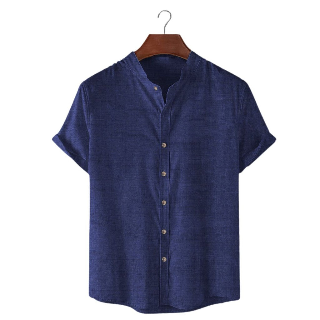 Camisa Social Masculina de Linho Manga Curta