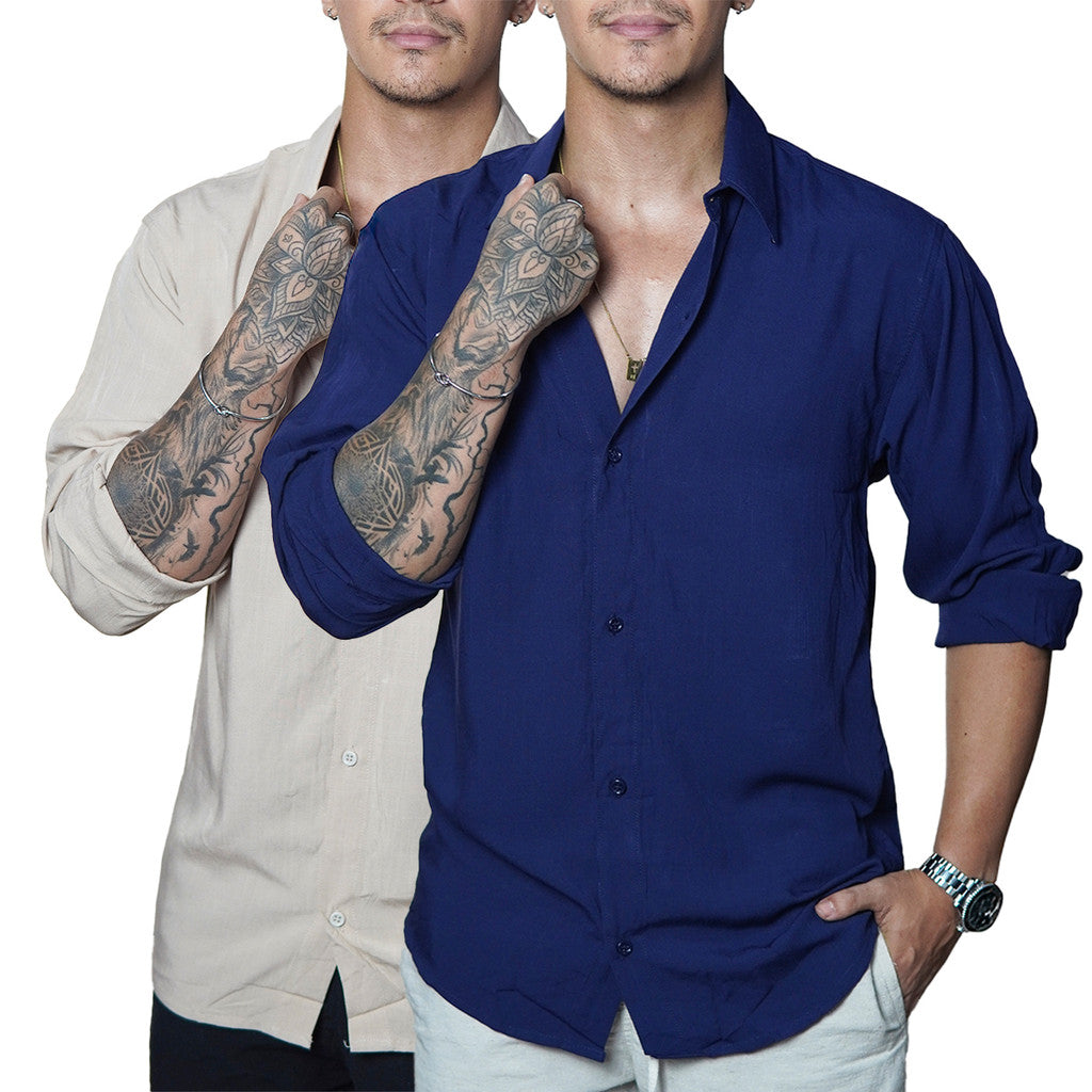 Camisa Masculina de Linho Manga Longa Viscolinho