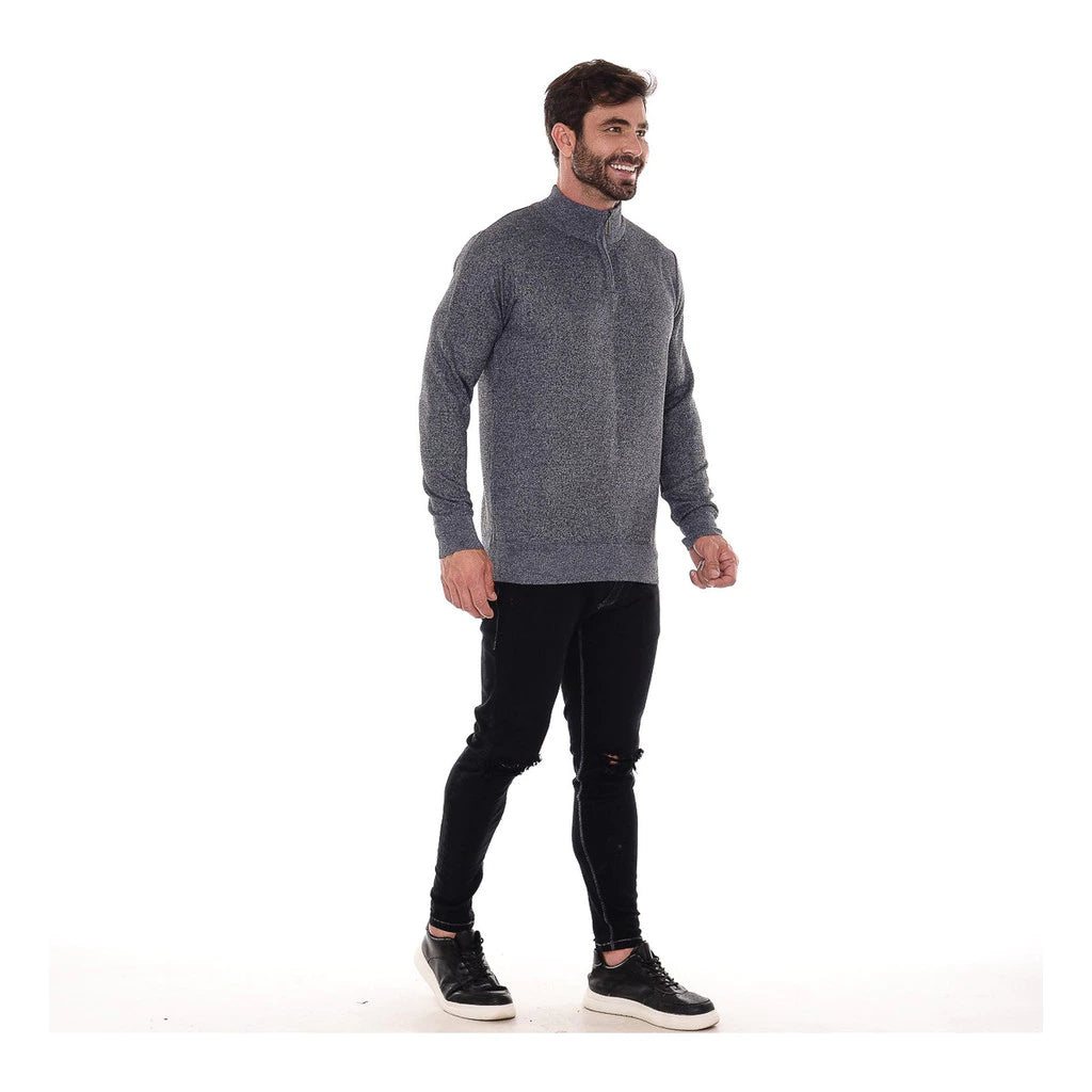 Suéter Tricot Gola Alta com Zíper