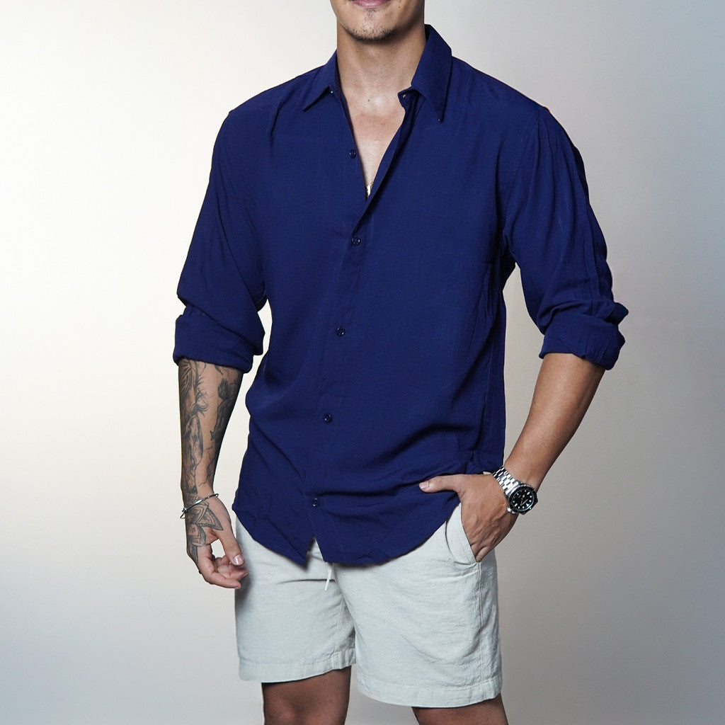 Camisa Masculina de Linho Manga Longa Viscolinho