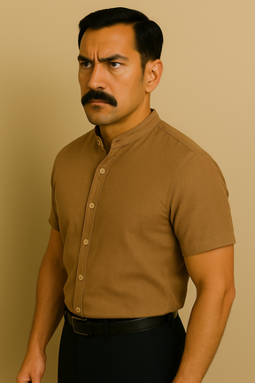 Camisa Social Masculina de Linho Manga Curta