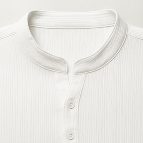 Camisa Masculina Linho Manga Longa Branca Henley