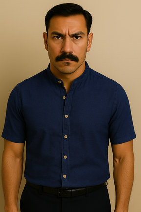 Camisa Social Masculina de Linho Manga Curta