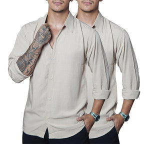 Camisa Masculina de Linho Manga Longa Viscolinho