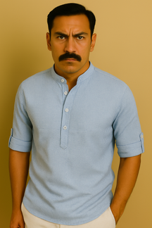 Camisa Masculina Henley de Linho - Estilo Casual e Leve
