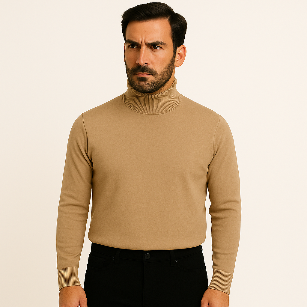 Suéter Masculino de Lã Merino com Gola Alta