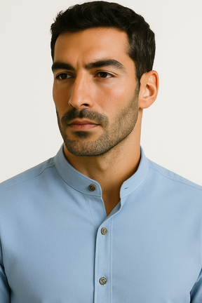 Camisa Social Linho Masculina Gola Padre