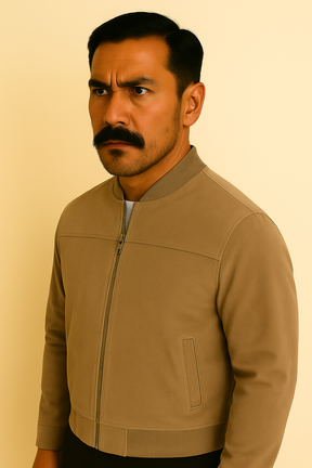 Jaqueta Masculina Bomber  Camurça  com Zíper e Punho Canelado