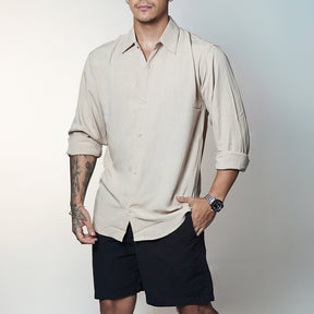 Camisa Masculina de Linho Manga Longa Viscolinho