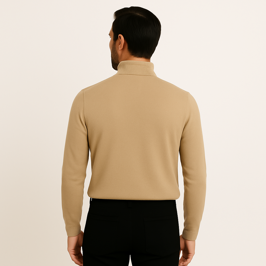 Suéter Masculino de Lã Merino com Gola Alta