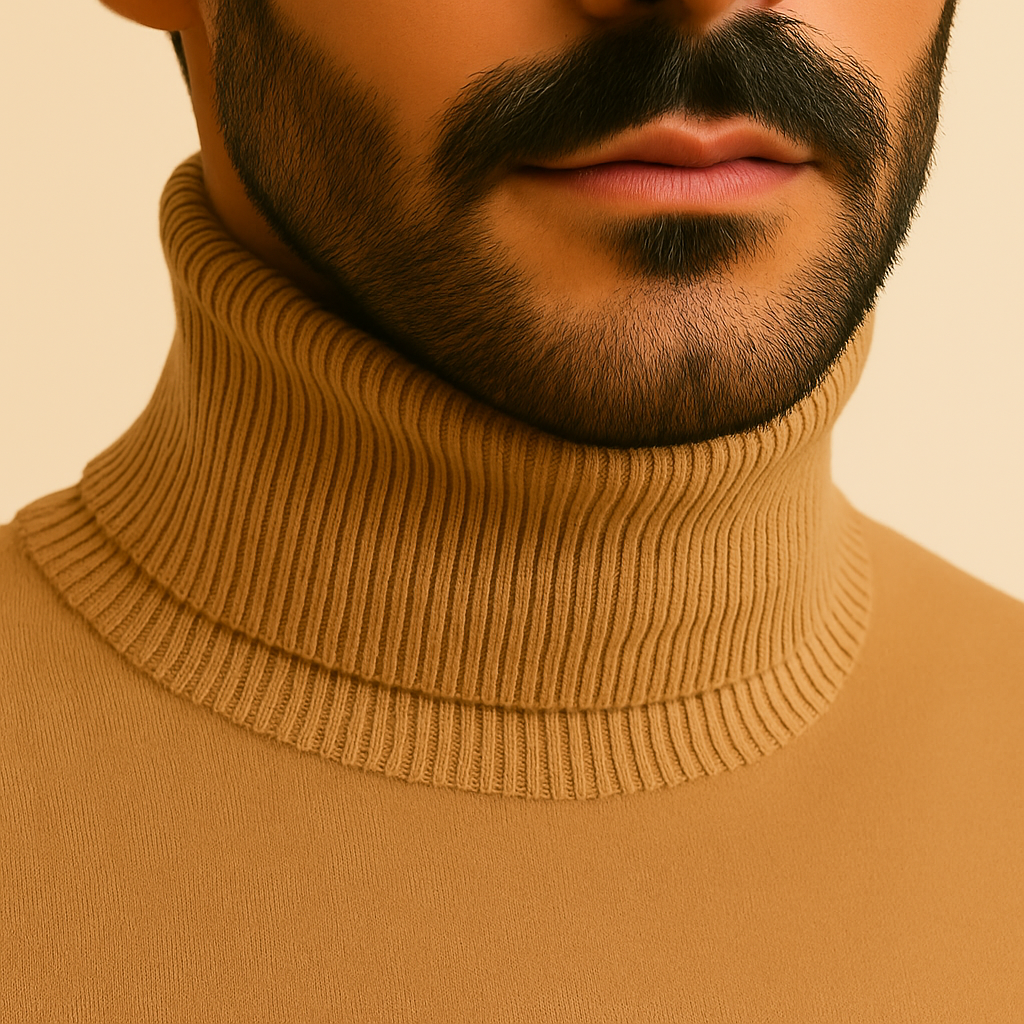 Suéter Masculino de Lã Merino com Gola Alta