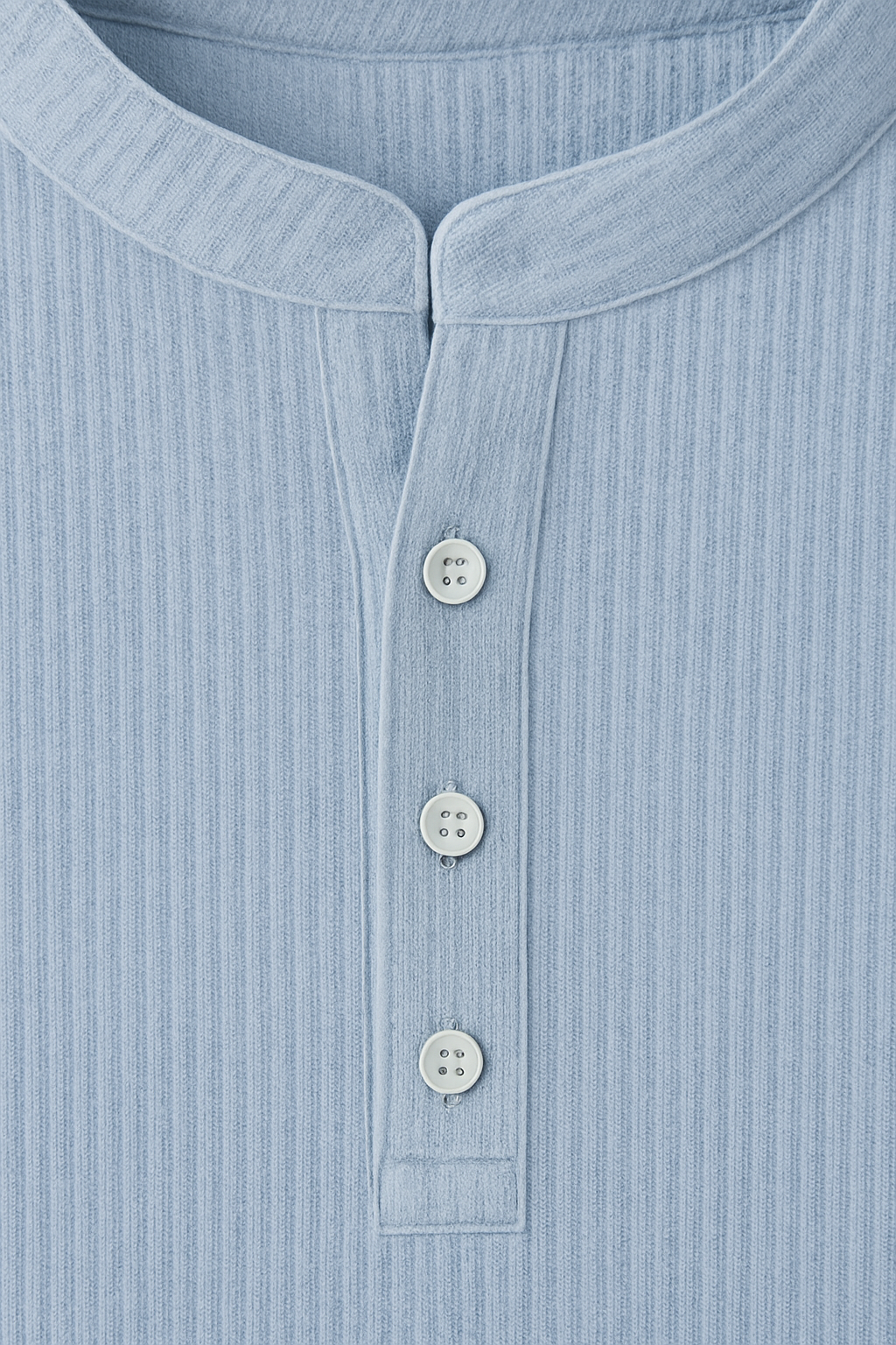 Camisa Masculina Linho Manga Longa Azul Claro Henley