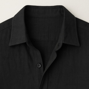 Camisa Masculina Linho Manga Longa Preta Casual