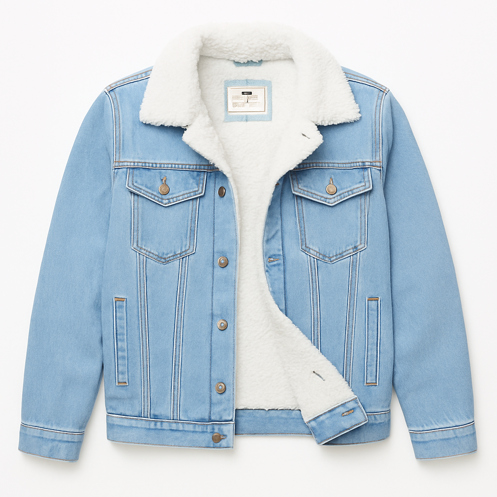 Jaqueta Masculina Jeans de Inverno com Forro de Lã