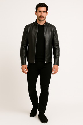 Jaqueta de Couro Masculina Preta