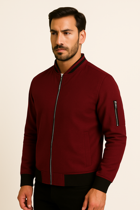 Jaqueta Masculina Casual com Zíper e Gola Stand