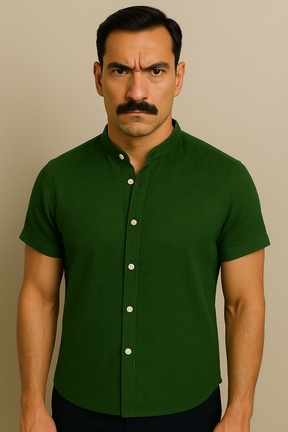 Camisa Social Masculina de Linho Manga Curta
