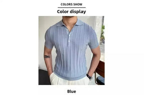 Camisa polo de seda gelo masculina manga curta malha verão fino ajuste muscular negócios casual moda respirável roupas confortáveis
