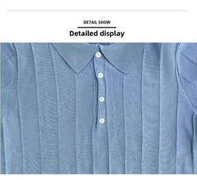 Camisa polo de seda gelo masculina manga curta malha verão fino ajuste muscular negócios casual moda respirável roupas confortáveis