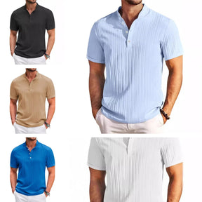 Camisa polo de linho algodão manga curta masculina, tops respiráveis, camiseta monocromática, camiseta casual, roupa de homem streetwear, moda
