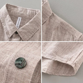 Camisas masculinas casuais de linho puro, monocromática, manga curta, tamanho grande, camisa de botões, na moda