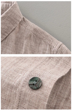 Camisas masculinas casuais de linho puro, monocromática, manga curta, tamanho grande, camisa de botões, na moda