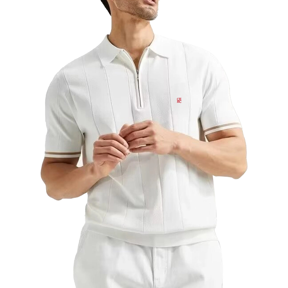 Chch 2024 novo verão camisa polo de malha com nervuras para homens respirável e legal marca qualidade camisas polo texturizadas dos homens