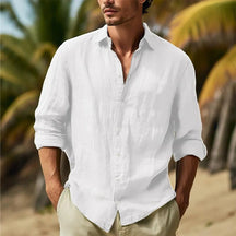 Camisa Masculina de Linho e Algodão com Gola Elegante