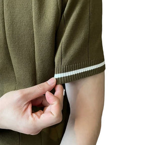 Camisa polo de malha de lapela masculina, blusa casual com meia zíper, manga curta, elegante e na moda, estilo coreano, verão, 2024