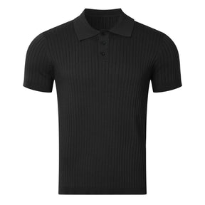 Roupas masculinas de verão retro malha lapela listrado camisa polo cor sólida manga curta moda luz luxo popular malhas M-3XL