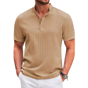 Camisa polo de linho algodão manga curta masculina, tops respiráveis, camiseta monocromática, camiseta casual, roupa de homem streetwear, moda