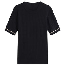 Moda masculina camiseta de malha estilo emagrecimento em torno do pescoço mangas curtas leve verão topos rosca camada base