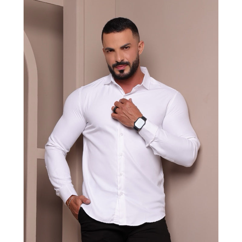 Camisa Masculna Social Slim  Manga longa