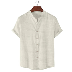 Camisa Social Masculina de Linho Manga Curta