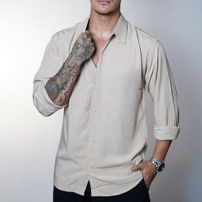 Camisa Masculina de Linho Manga Longa Viscolinho