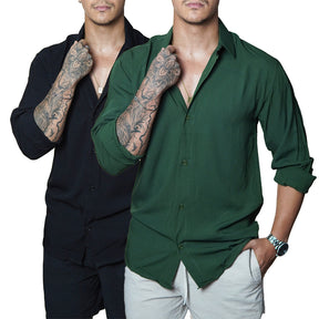 Camisa Masculina de Linho Manga Longa Viscolinho