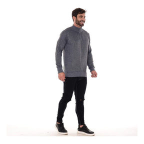 Suéter Tricot Gola Alta com Zíper